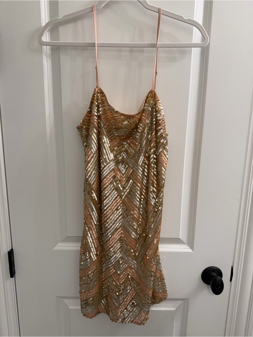 Show Me You MuMu Sequin Chevron Slip Dress in Rose Gold and Silver